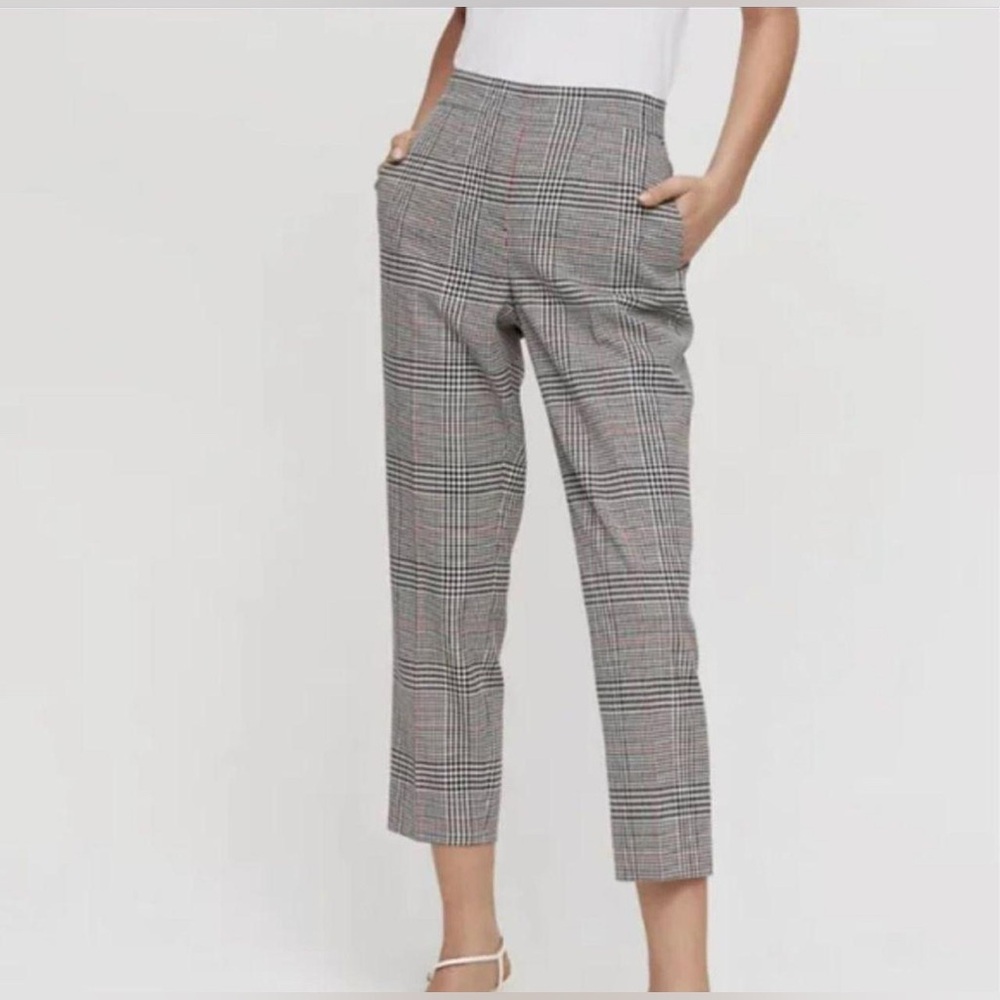 Aritzia Babaton Conan Plaid Slim Cropped Pull On Trousers On Academia Size 2